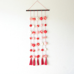 ボリュームポンポン玉飾り棒赤青2本セットちりめん細工節句プレゼント