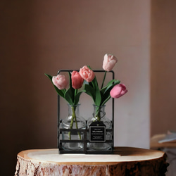 ◆粘土のお花◆　チューリップ　アイアンホルダーベース　 T937 1枚目の画像