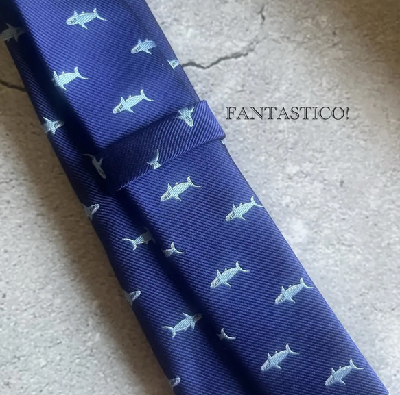 【僕の好きなことネクタイ】サメ柄刺繍ネクタイ♪父の日ギフトお祝クリスマスプレゼントバレンタイン 鮫シャークジョーズイルカ 6枚目の画像