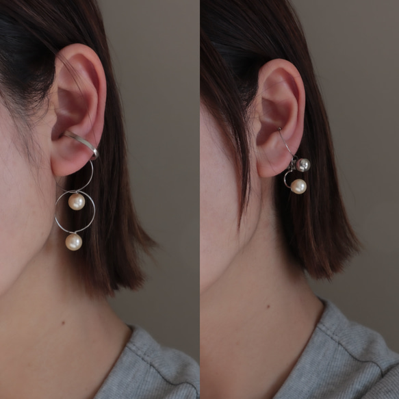 earcuff / 盛れる！パールを楽しむイヤーカフセット_silver 4枚目の画像