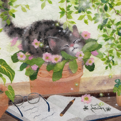 窓辺の猫シリーズ4《 潜らずにはいられニャイ！ 》 A4サイズ