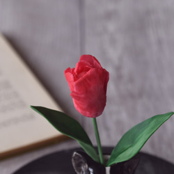 ◆粘土のお花◆　チューリップ　アニマルベース　フレンチブルドッグ　 T942 5枚目の画像