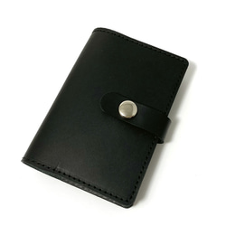 送料無料 レザー カードケース 20ポケット コンパクト カード入れ 牛革 ヌメ革 革小物 ブラック 1枚目の画像