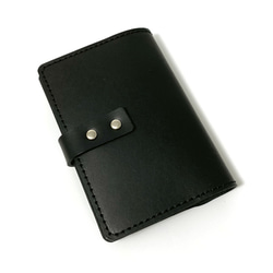 送料無料 レザー カードケース 20ポケット コンパクト カード入れ 牛革 ヌメ革 革小物 ブラック 2枚目の画像