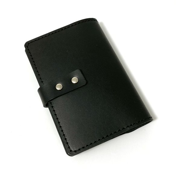 送料無料 レザー カードケース 20ポケット コンパクト カード入れ 牛革 ヌメ革 革小物 ブラック 2枚目の画像