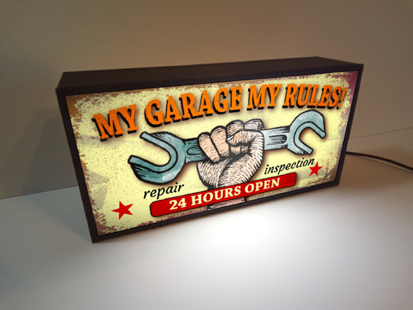 My Garage My Rules ガレージ 自動車 バイク リペア 店舗 自宅 照明 看板 置物 雑貨 ライトBOX 3枚目の画像