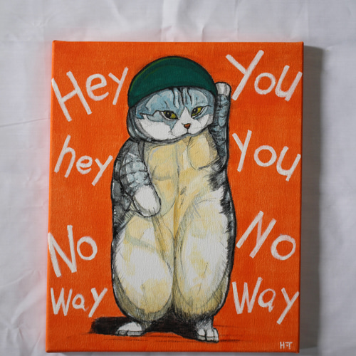 F3キャンバス アクリル画 ネコの絵 絵画