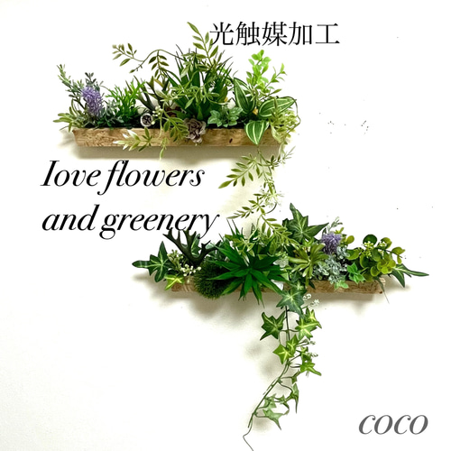光触媒加工ウォールグリーン フェイクグリーン♡花を愛でるⅠ♡ アート