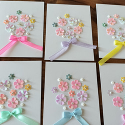 【ミニカード】紙刺繍メッセージカードミニ　花束　6枚セット 2枚目の画像