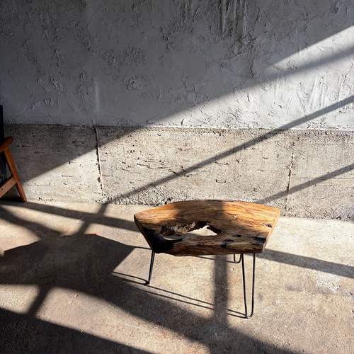 送料無料】樫のローテーブル / 一枚板 / アイアン / テーブル / table