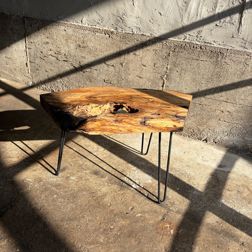 送料無料】樫のローテーブル / 一枚板 / アイアン / テーブル / table