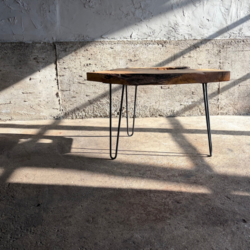 送料無料】樫のローテーブル / 一枚板 / アイアン / テーブル / table