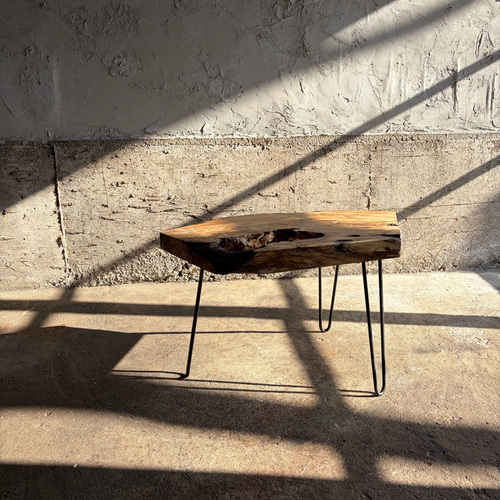 送料無料】樫のローテーブル / 一枚板 / アイアン / テーブル / table