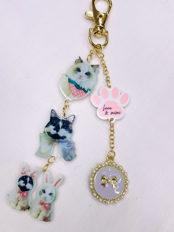 多様な 猫ちゃんオシャレ3連キーホルダー オリジナルキーホルダー 両面 キーホルダー・アクリルキーホルダー