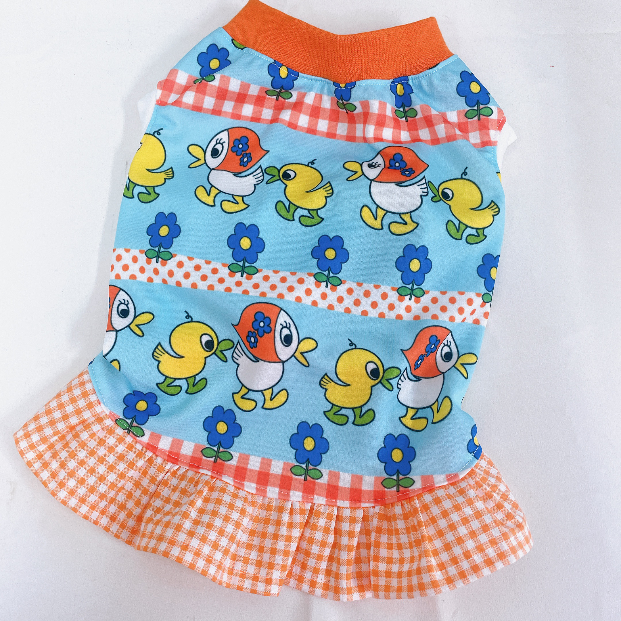 昭和レトロチックな「あそび着」青色　犬服ハンドメイド　犬の洋服　∞TuTu∞ 昭和レトロチックな「あそび着」青色犬服ハンドメイド犬の洋服