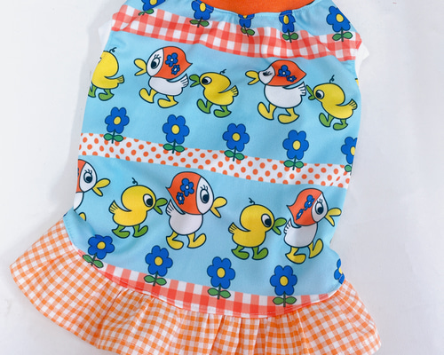 昭和レトロチックな「あそび着」青色　犬服ハンドメイド　犬の洋服　∞TuTu∞ 昭和レトロチックな「あそび着」青色犬服ハンドメイド犬の洋服