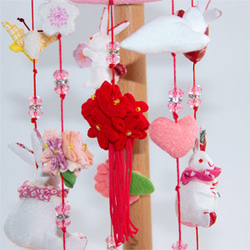 OKBABY つるし雛 つるし飾り 吊るし飾り 天然木製台付 高さ44cm かわいい 傘福 桃の節句 雛人形 手作り 15枚目の画像