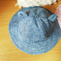 ベビー＆キッズクマ耳帽子帽子♥デニム調♥4サイズ48～54cm 1枚目の画像