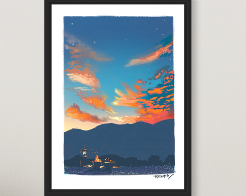 夕空 写真 額付き アート A3 夕焼け 夕空 写真 額付き アート A3 夕焼け