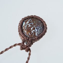 【１点もの】ボルダーオパールのネックレス　* マクラメ編み天然石アクセサリー 5枚目の画像