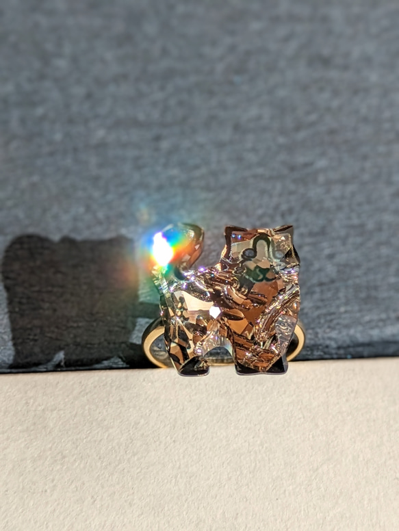 猫ラグ·ドール cat crystal ブラックダイヤモンドネコneko-Jewelリング/ピンバッジ変更可 6枚目の画像