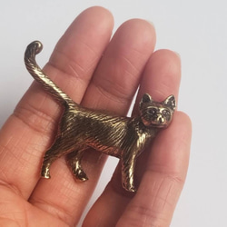 【送料無料】猫の置物 真鍮 メタリック 5枚目の画像
