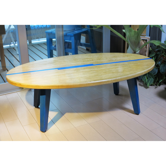 サーフボード風ローテーブル（座卓）無垢材 2枚目の画像