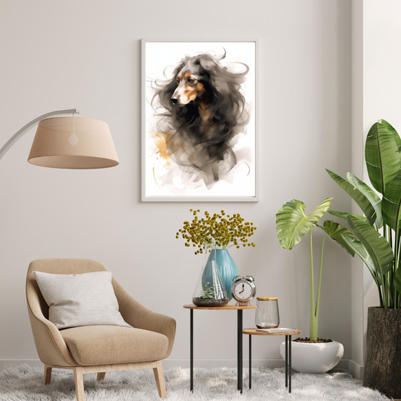 【KENSHIN (犬神) - ダックスフンド犬 No.2】風水画 アートポスター 犬の絵 犬の絵画 犬のイラスト 7枚目の画像