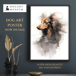 【KENSHIN (犬神) - ダックスフンド犬 No.6】風水画 アートポスター 犬の絵 犬の絵画 犬のイラスト 1枚目の画像