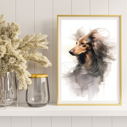 【KENSHIN (犬神) - ダックスフンド犬 No.6】風水画 アートポスター 犬の絵 犬の絵画 犬のイラスト 8枚目の画像