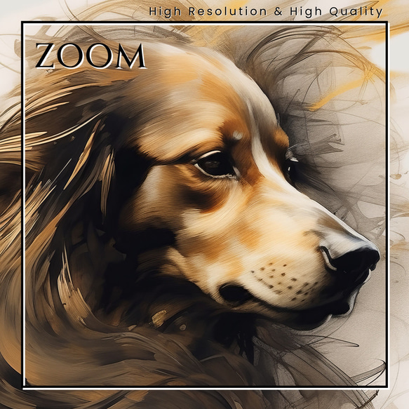 【KENSHIN (犬神) - ダックスフンド犬 No.7】風水画 アートポスター 犬の絵 犬の絵画 犬のイラスト 3枚目の画像