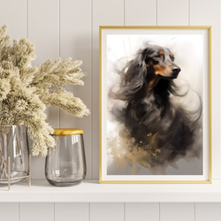 【KENSHIN (犬神) - ダックスフンド犬 No.8】風水画 アートポスター 犬の絵 犬の絵画 犬のイラスト 8枚目の画像