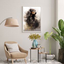 【KENSHIN (犬神) - ダックスフンド犬 No.8】風水画 アートポスター 犬の絵 犬の絵画 犬のイラスト 7枚目の画像
