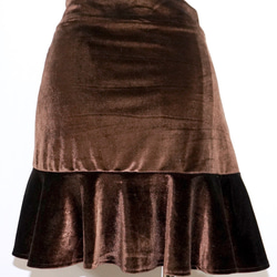 Shirring Point Velvet Mini Skirt（brown) ミニスカート ブラウン 茶色 ガーリー 8枚目の画像