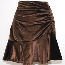 Shirring Point Velvet Mini Skirt（brown) ミニスカート ブラウン 茶色 ガーリー 10枚目の画像