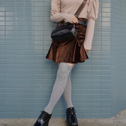 Shirring Point Velvet Mini Skirt（brown) ミニスカート ブラウン 茶色 ガーリー 5枚目の画像