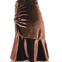 Shirring Point Velvet Mini Skirt（brown) ミニスカート ブラウン 茶色 ガーリー 9枚目の画像