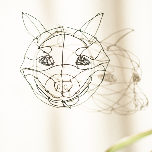 【税込】 立体ワイヤーアート：柴犬の顔【1点もの】【壁掛け】 立体 立体・オブジェ