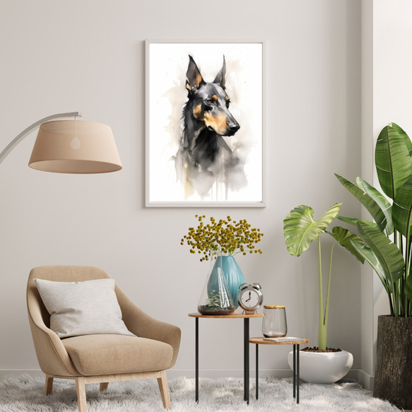 【KENSHIN (犬神) - ドーベルマン犬 No.3】風水画 アートポスター 犬の絵 犬の絵画 犬のイラスト 7枚目の画像