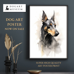 【KENSHIN (犬神) - ドーベルマン犬 No.3】風水画 アートポスター 犬の絵 犬の絵画 犬のイラスト 1枚目の画像