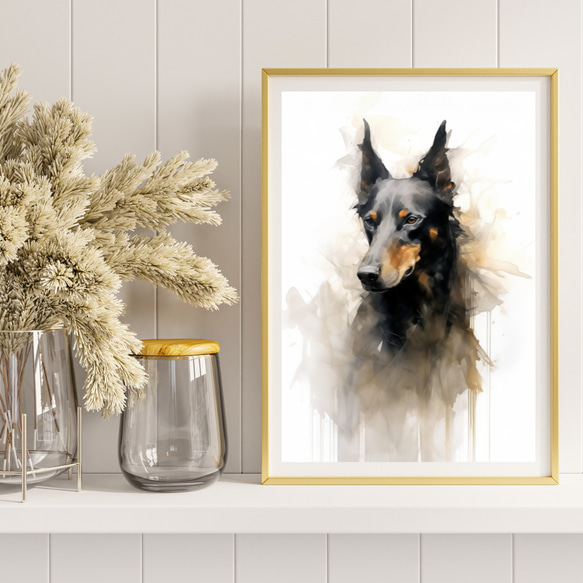 【KENSHIN (犬神) - ドーベルマン犬 No.4】風水画 アートポスター 犬の絵 犬の絵画 犬のイラスト 8枚目の画像