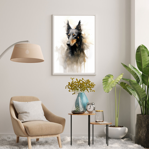 【KENSHIN (犬神) - ドーベルマン犬 No.4】風水画 アートポスター 犬の絵 犬の絵画 犬のイラスト 7枚目の画像