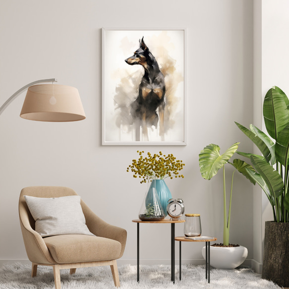 【KENSHIN (犬神) - ドーベルマン犬 No.5】風水画 アートポスター 犬の絵 犬の絵画 犬のイラスト 7枚目の画像