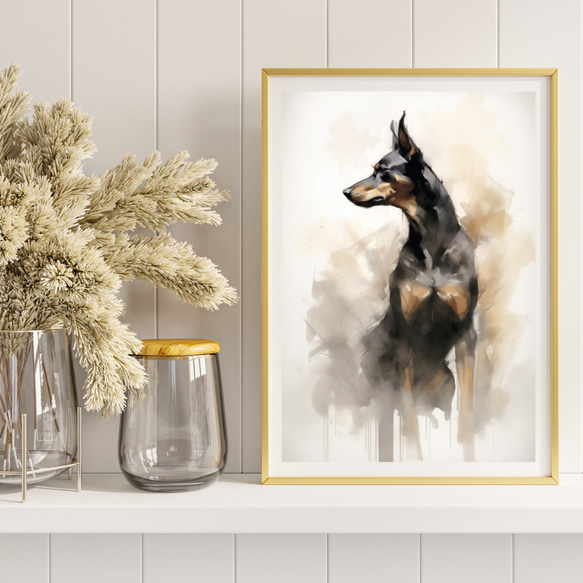 【KENSHIN (犬神) - ドーベルマン犬 No.5】風水画 アートポスター 犬の絵 犬の絵画 犬のイラスト 8枚目の画像