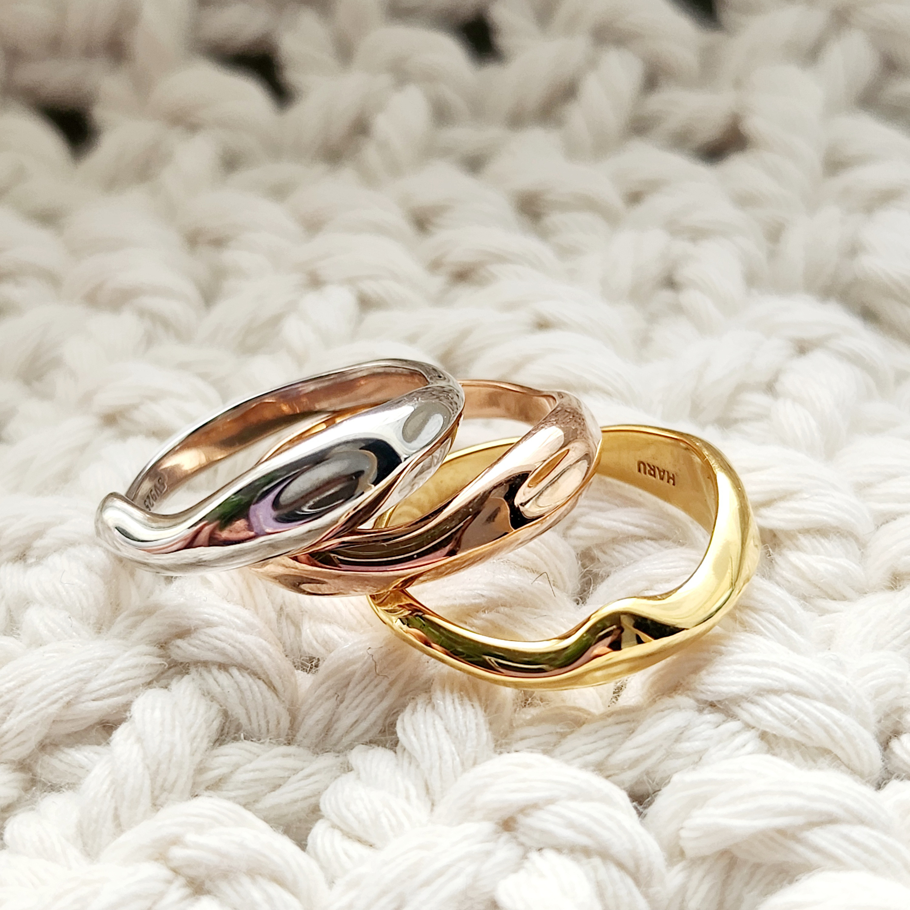 デコボコ　ボリューム　シルバーリング　選べる一本H