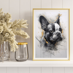 【KENSHIN (犬神) - フレンチブルドッグ犬 No.1】風水画 アートポスター 犬の絵 犬の絵画 犬のイラスト 8枚目の画像