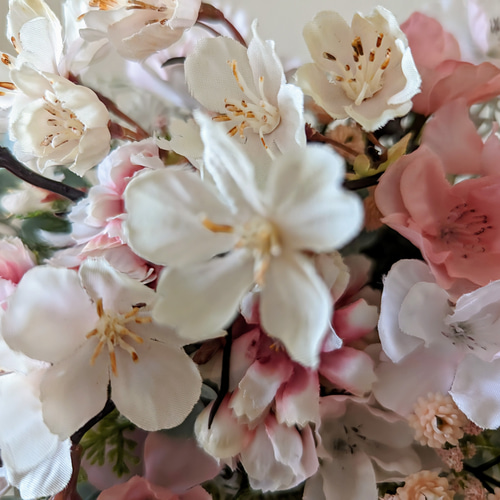 桜花爛漫～Lace Frame Arrangement WHT/GRY】 アーティフィシャル 