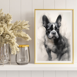 【KENSHIN (犬神) - フレンチブルドッグ犬 No.3】風水画 アートポスター 犬の絵 犬の絵画 犬のイラスト 8枚目の画像