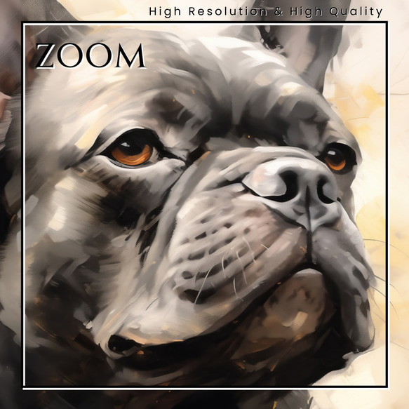 【KENSHIN (犬神) - フレンチブルドッグ犬 No.4】風水画 アートポスター 犬の絵 犬の絵画 犬のイラスト 3枚目の画像