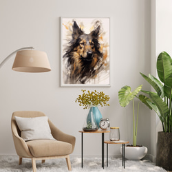 【KENSHIN (犬神) - ジャーマンシェパード犬 No.2】風水画 アートポスター 犬の絵 犬の絵画 犬のイラスト 7枚目の画像